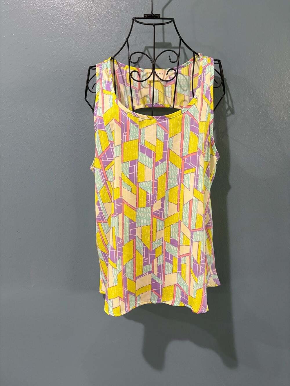 Everly Geometric Tank Top Size S Multicolor Poly Cutout Back
